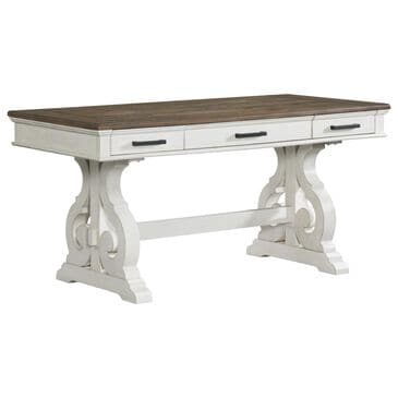 Hawthorne Furniture Drake 60" Writing Desk in Rustic White and French Oak, , large