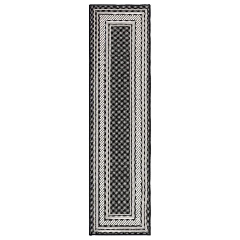 Nourison Horizon HOZ03 Black 2"2" x 8" Indoor/Outdoor Runner, , large