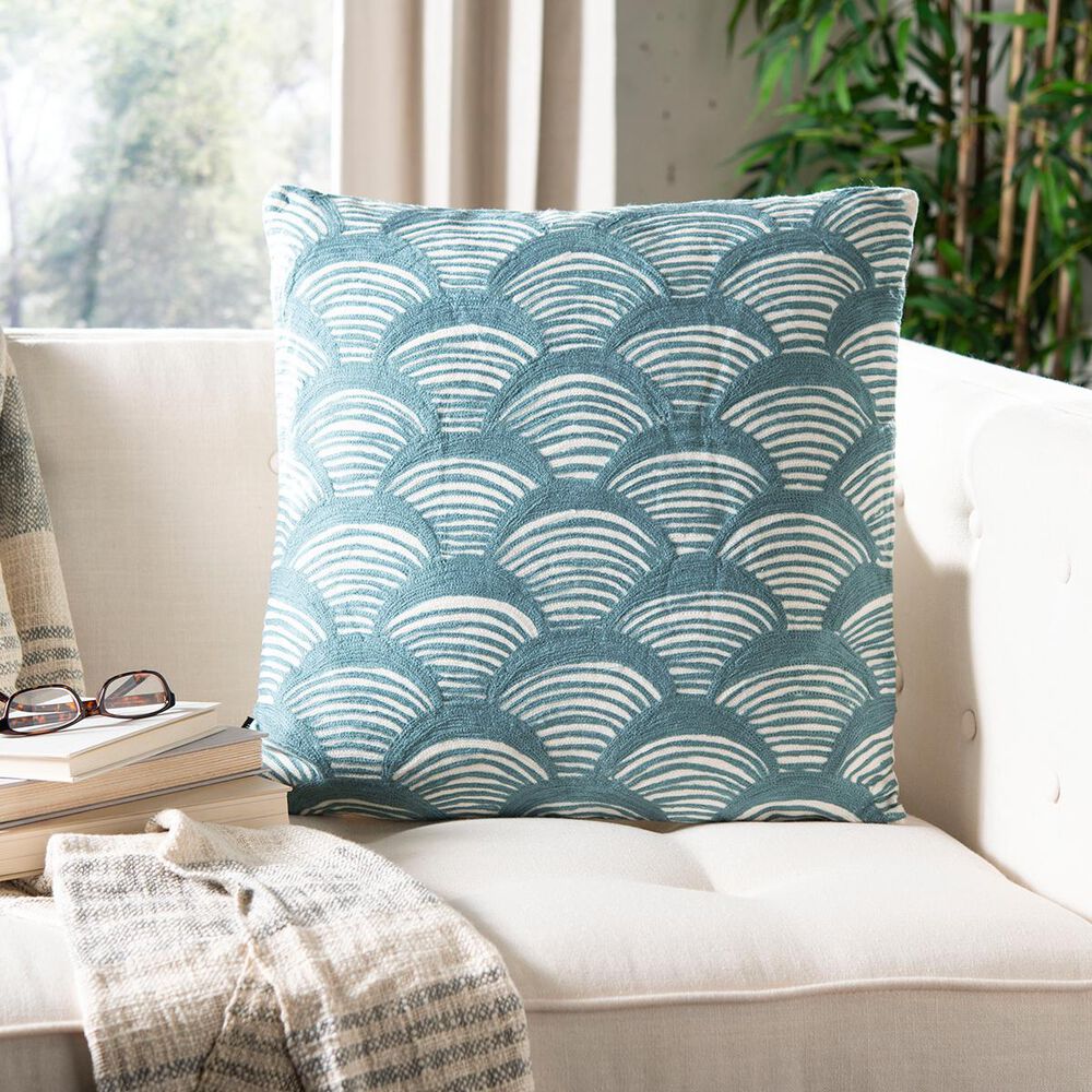 Safavieh Milla 20"x20" Pillow in Beige/Blue, , large