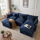 HOMLUX 107.87" Ultra-Comfort Chenille Sectional Sofa Set in Dark Blue, , large