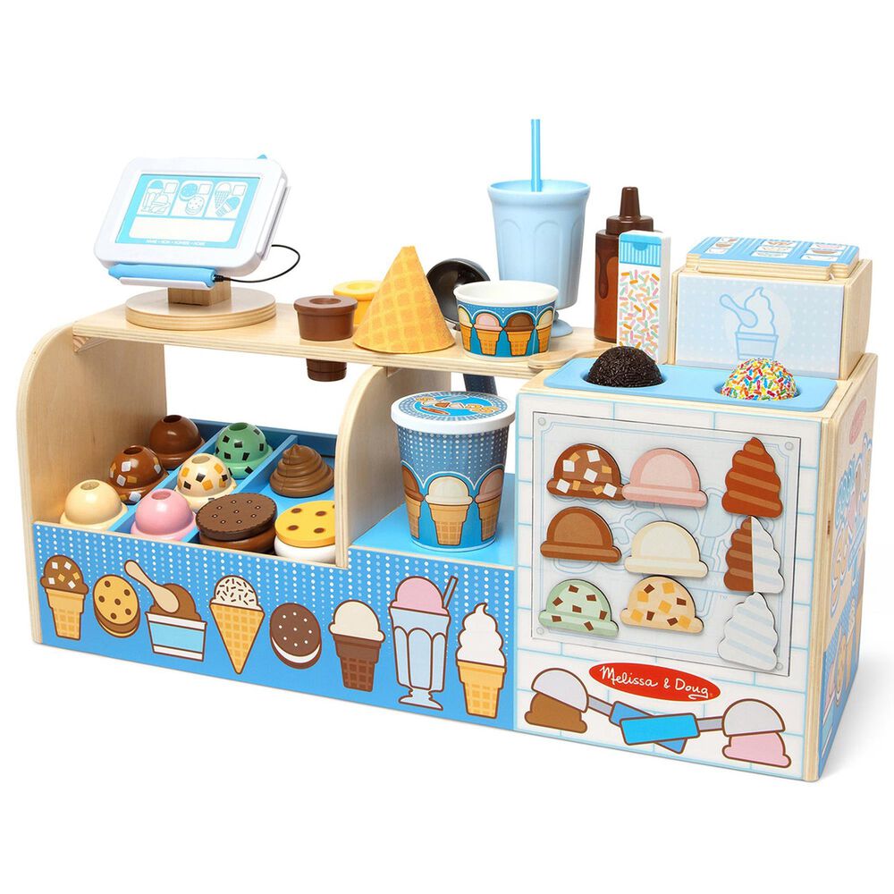 Melissa &amp; Doug Wooden Cool Scoops Ice Creamery Play Food Toy, , large