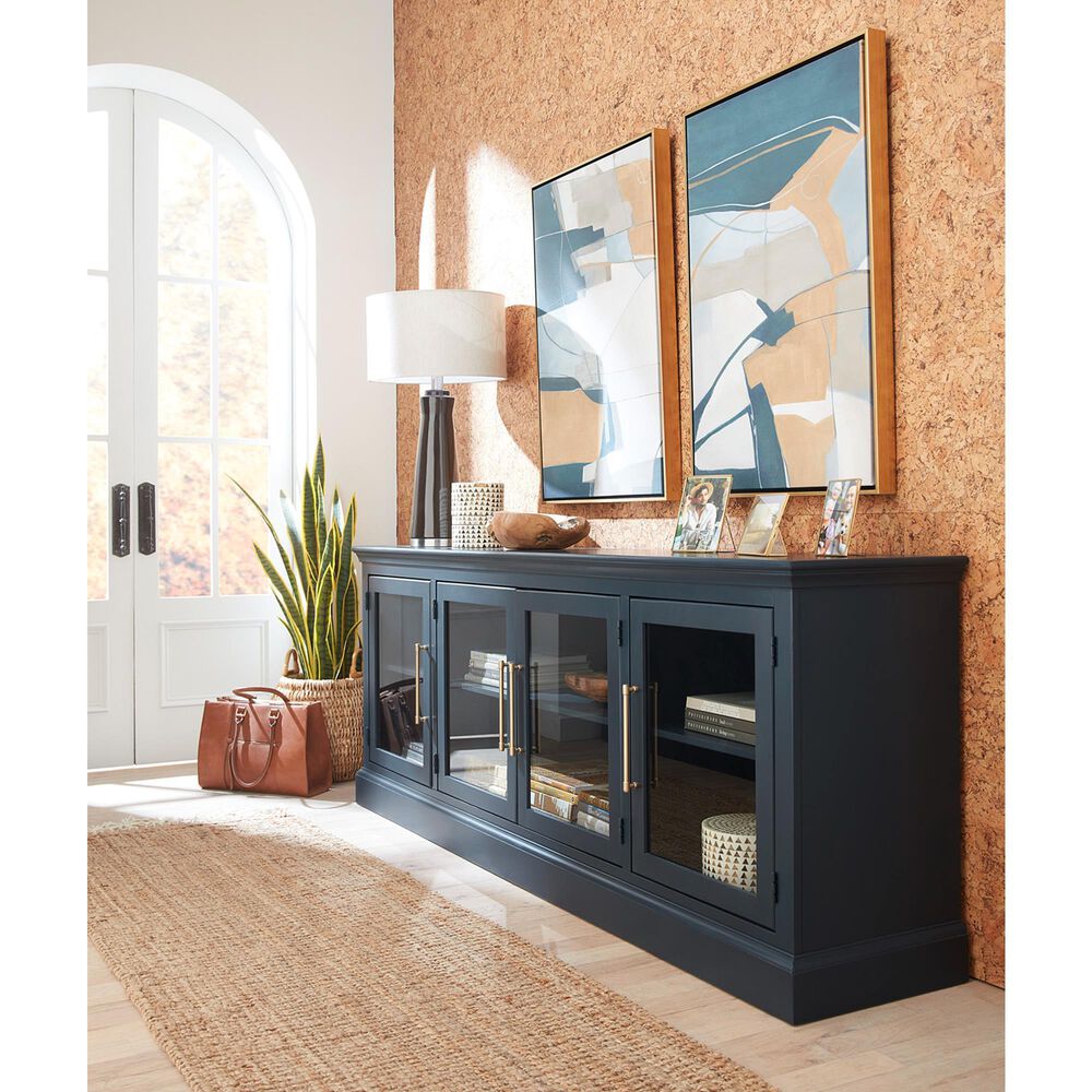 Riva Ridge Byron 84&quot; TV Console with 4 Doors in Malta Blue, , large