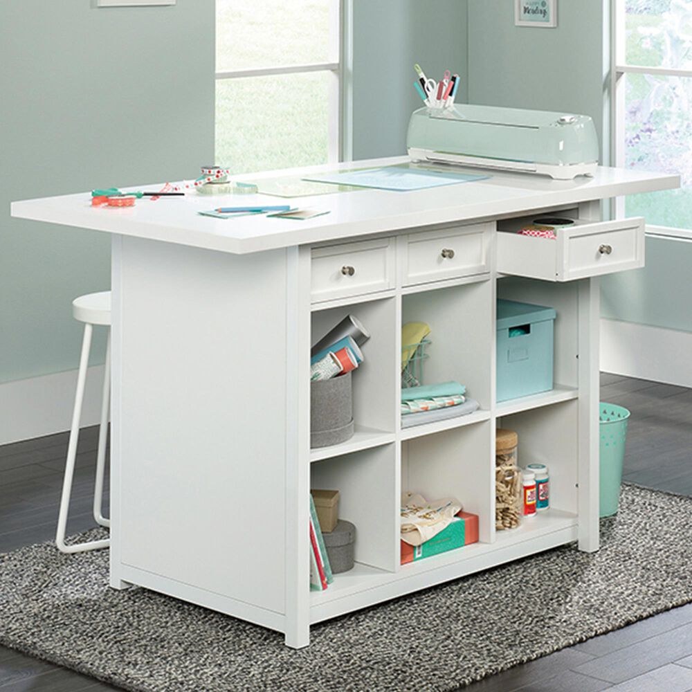 Sauder Craft Pro Work Table in Laminate White Nebraska Furniture Mart
