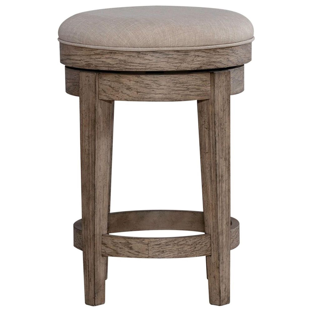 Belle Furnishings City Scape Upholstered Swivel Console Stool in Burnished Beige, , large