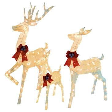 HOMLUX 3-Piece Cotton Rope Reindeer with LED Lights in White, , large