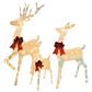 HOMLUX 3-Piece Cotton Rope Reindeer with LED Lights in White, , large