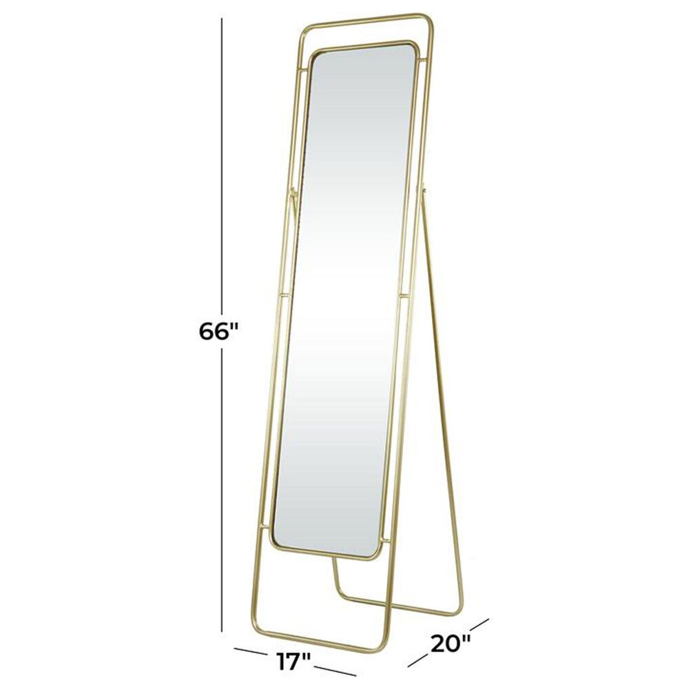 Maple and Jade Rectangular Floor Mirror in Gold, , large