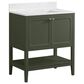 37B Ravello 30" Single Bathroom Vanity Cabinet in Deep Olive Green with Marble Top and Backsplash, , large