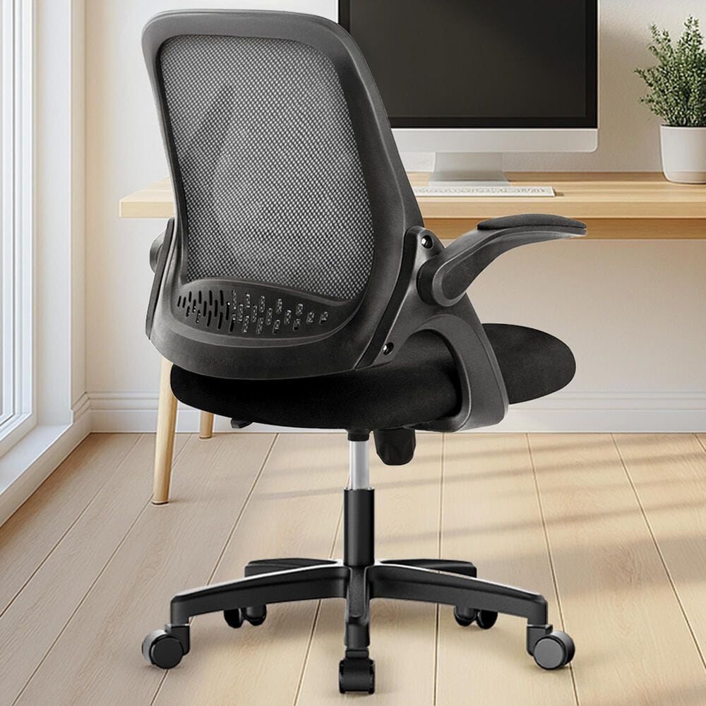 HOMLUX Swivel Ergonomic Office Chair with Flip Up Arms in Black, , large