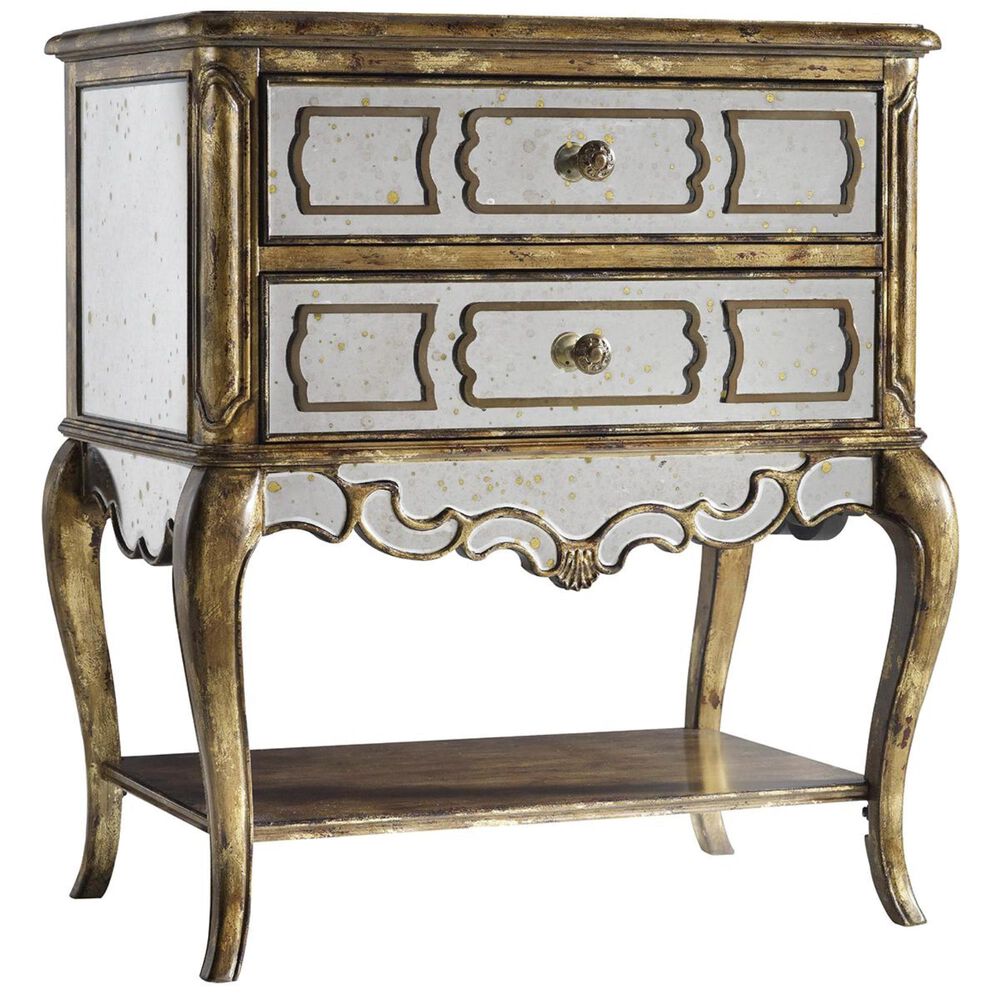 Hooker Furniture Sanctuary 2-Drawer Mirrored Leg Nightstand in Bling, , large