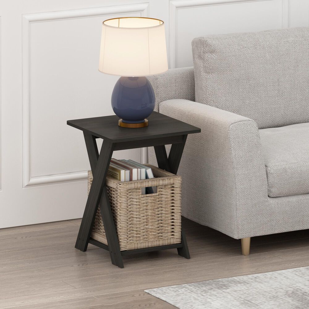 HOMLUX 2-Tier Modern Simplistic Criss-Crossed End Table in Espresso (Set of 2), , large