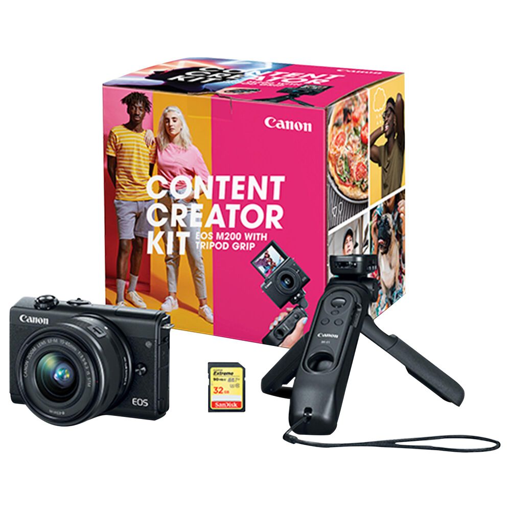 Canon EOS M200 EF-M 15-45mm f/3.5-6.3 IS STM Content Creator Kit Camera in Black, , large