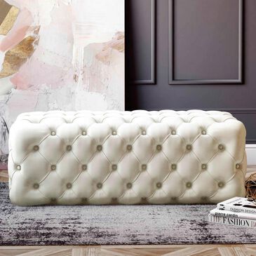 Tov Furniture Kaylee Velvet Ottoman in Cream, , large