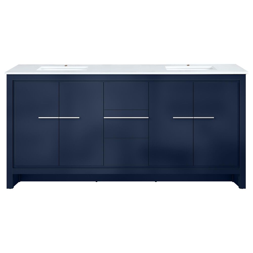 Lexora Home Lafarre 72&quot; Double Bathroom Vanity in Navy Blue with 2 cm White Quartz Top and Rectangular Sinks, , large