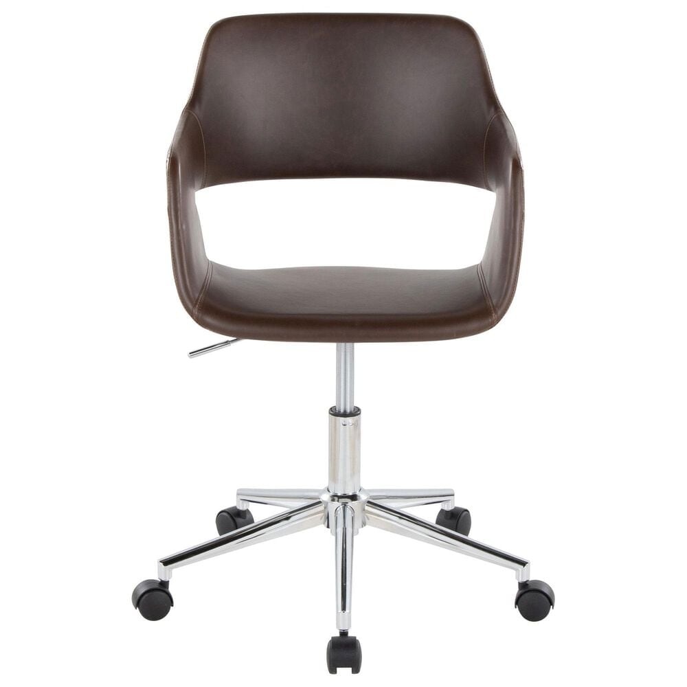 LumiSource Margarite Swivel Task Chair with Espresso Faux Leather Cushion in Chrome, , large