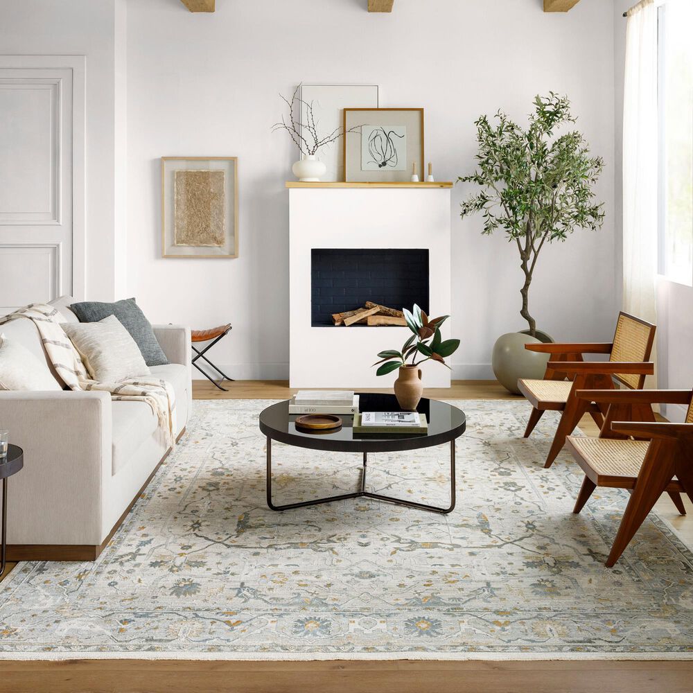 Surya Dresden Taupe, Off-White, Dusty Sage, Deep Teal, Olive, Light Gray and Mustard 7&#39;10&quot; x 10&#39;2&quot; Area Rug, , large