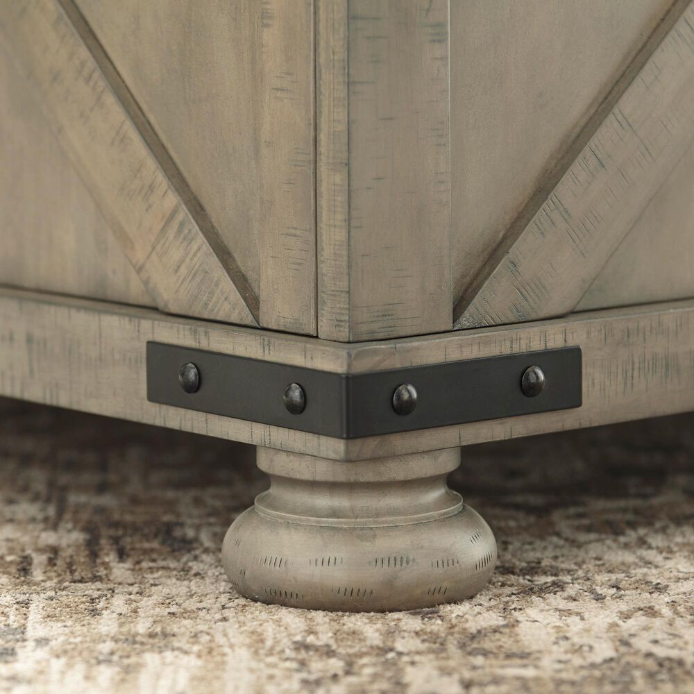 Signature Design by Ashley Aldwin Coffee Table with Lift Top Storage in Weathered Gray Brown