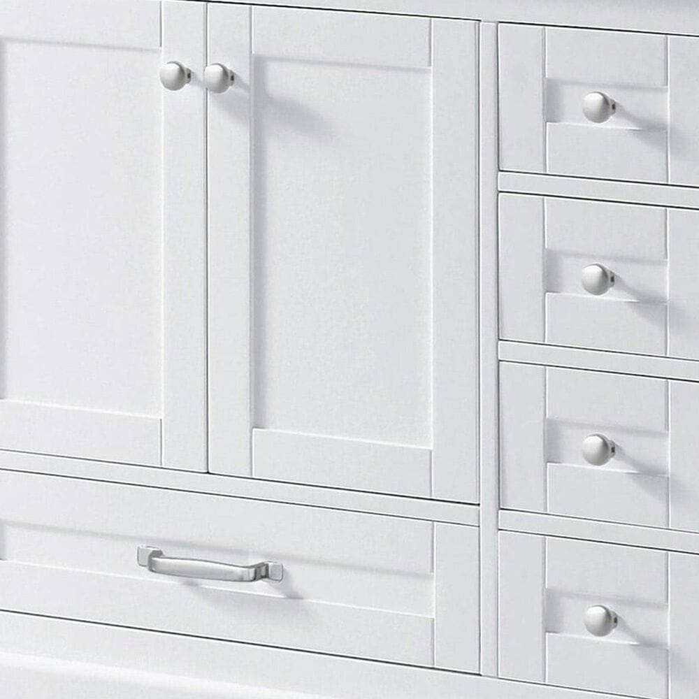 Lexora Home Dukes 84&quot; Double Bathroom Vanity in White with 2 cm White Carrara Marble Top and Rectangular Sinks, , large