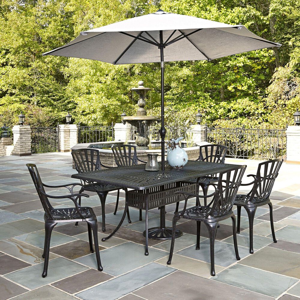 Homestyles Grenada 7-Piece Dining Set with Swivel Chairs in Gray, , large