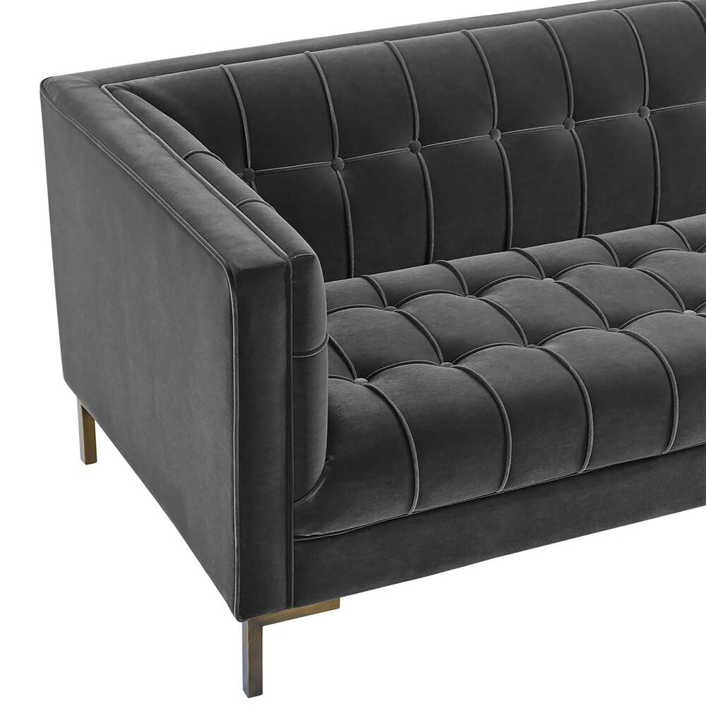 37B Isaac Channel Stitched Stationary Sofa in Moonlight Gray Velvet, , large