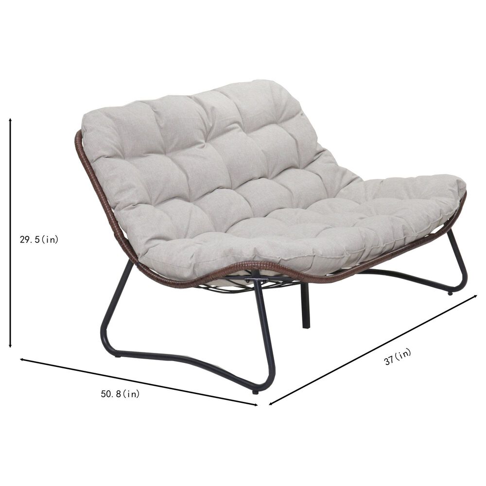 Hearth and Haven Outdoor Glider Loveseat with Cushion and Brown Wicker in Gray, , large