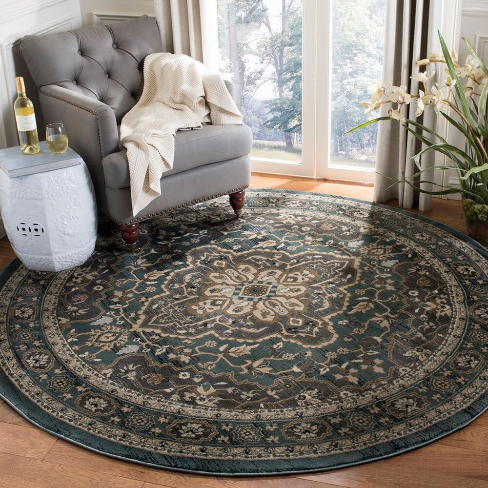 Safavieh Lyndhurst 7&#39; Round Teal and Grey Area Rug, , large