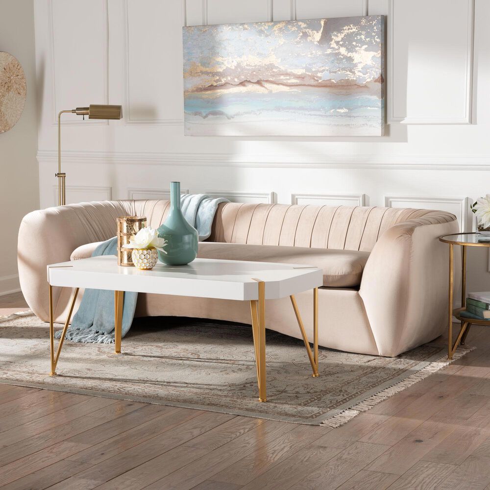 Baxton Studio Adanna Stationary Sofa in Champagne Beige Velvet, , large