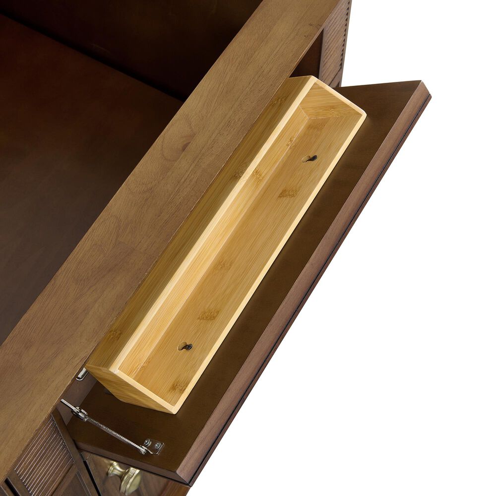 James Martin Vanities Lorelai 60" Double Bathroom Vanity in Mid-Century Walnut with 3 cm Eternal Jasmine Pearl Silestone Top, Rectangular Sinks and FreePower Wireless Charger, , large