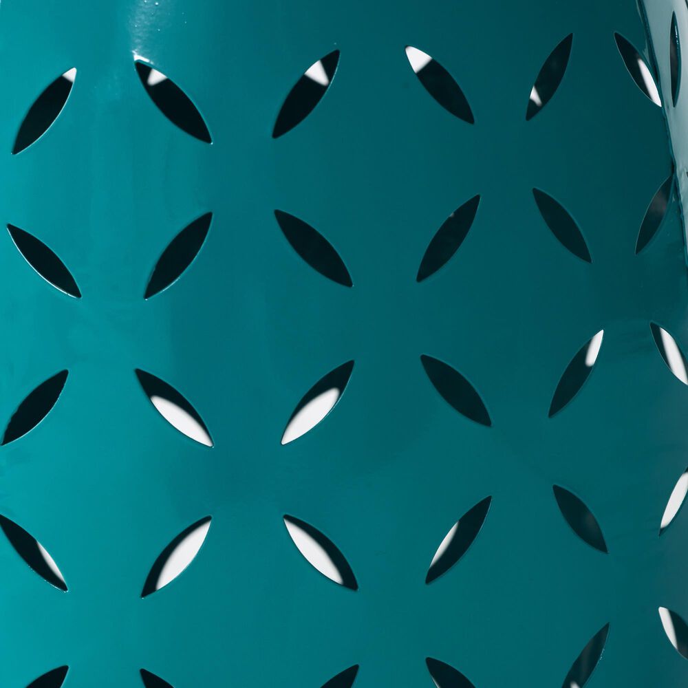 Hearth and Haven Lilac Outdoor Metal Side Table with Cylindrical Design in Teal, , large