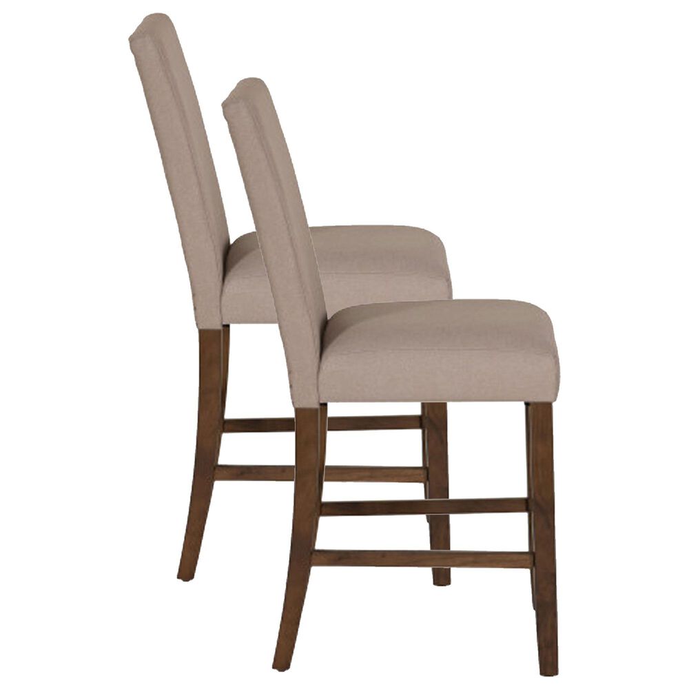 Linon Home Decor Spiva Counter Stool with Tan Cushion in Brown (Set of 2), , large