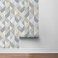 Stacy Garcia Home Sojourn Marquetry Geometric 216" x 20.5" Peel and Stick Wallpaper in Warm Stone, , large