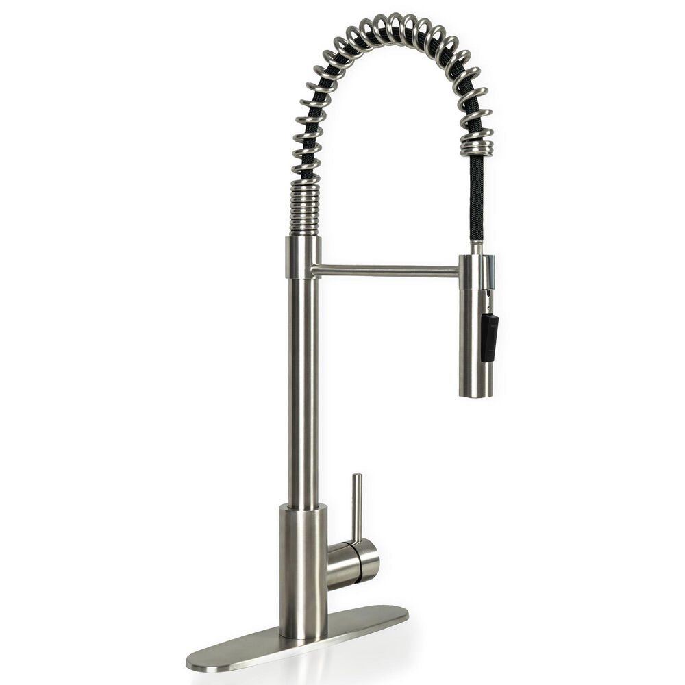 MS International AcquaLuxe Pull-Out Sprayer Kitchen Sink Faucet in Nickel Brushed, , large