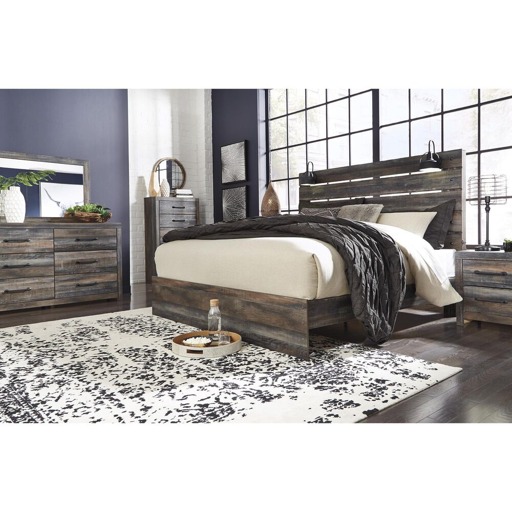 Ashley Drystan 3-Piece Queen Panel Bedroom Set in Brown Rustic, Burnt Orange and Teal, , large