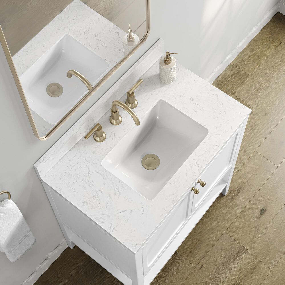 37B Ravello 30" Single Bathroom Vanity Cabinet in Bright White with Marble Top and Backsplash, , large