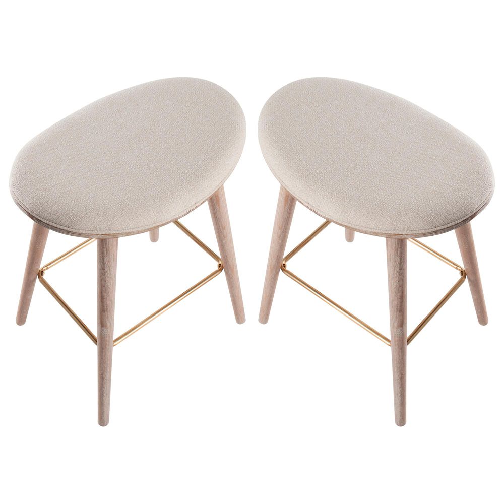 Lumisource Saddle 26&quot; Counter Stool in Cream/White Washed/Gold &#40;Set of 2&#41;, , large