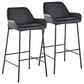 LumiSource Daniella Bar Stool with Black Faux Leather Upholstery in Black (Set of 2), , large