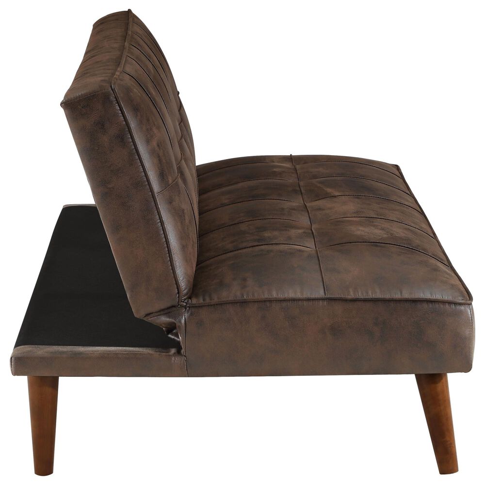 Pacific Landing Jenson Push Back Convertible Sofa Bed in Dark Coffee Brown, , large