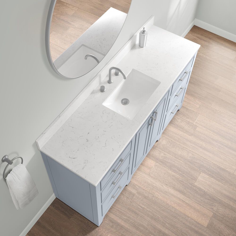 37B Lucerne 60" Single Bathroom Vanity in Soft Blue with Marble Top and Backsplash, , large