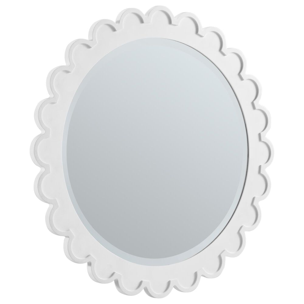 James Martin Vanities Adelese 32&quot; Scalloped Round Mirror in Bright White, , large