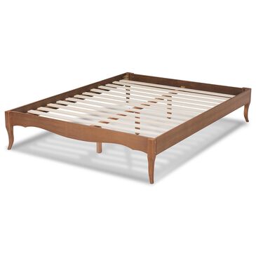 Baxton Studio Marieke Queen Platform Bed Frame in Walnut Brown, , large