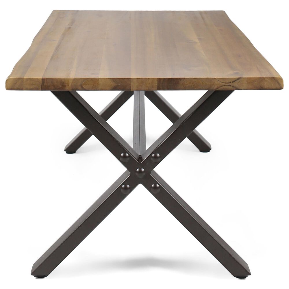 Hearth and Haven Outdoor Coffee Table with Metal X-Frame Base in Brown and Black, , large