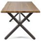 Hearth and Haven Outdoor Coffee Table with Metal X-Frame Base in Brown and Black, , large