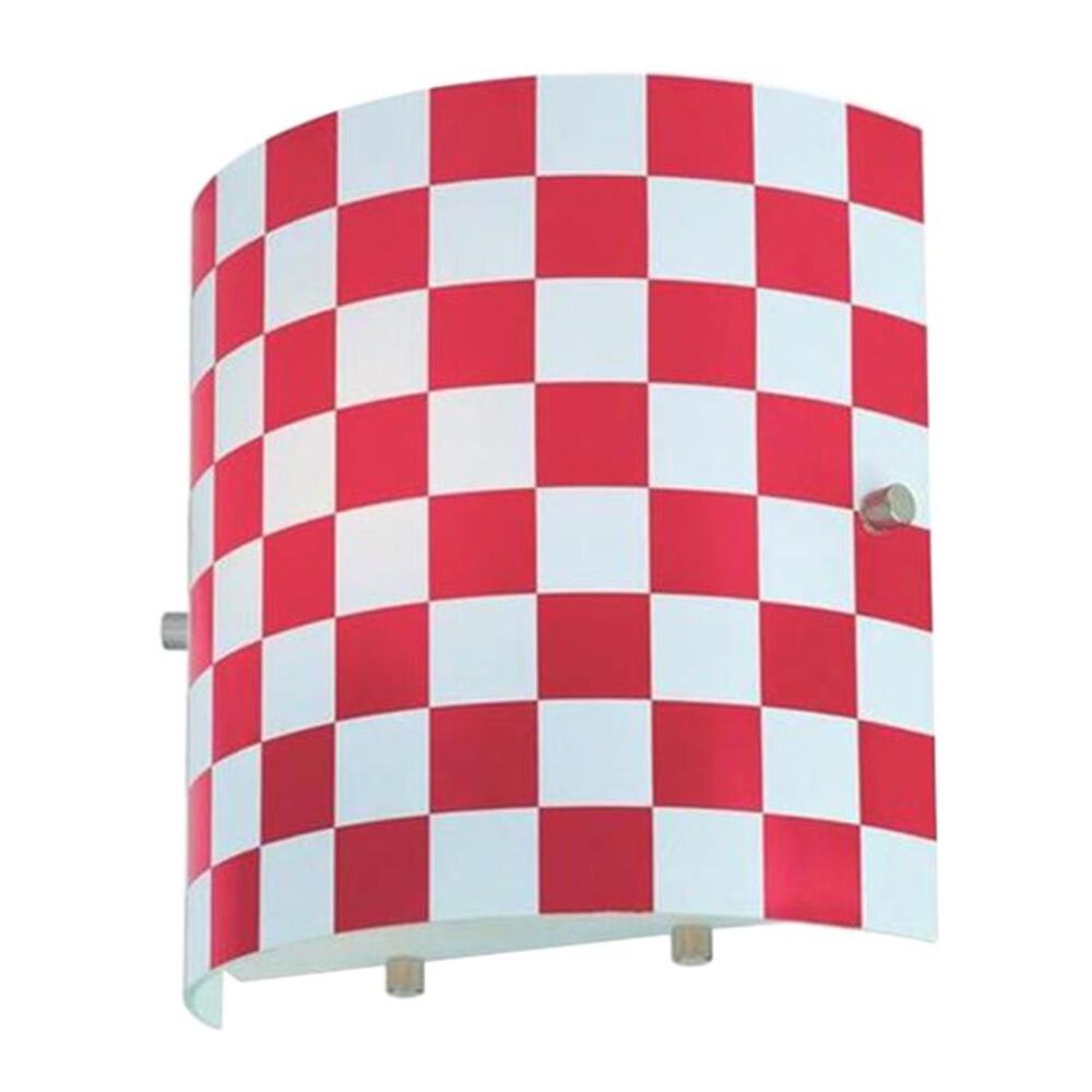 Lite Source Checker Wall Sconce in Red Check Glass Shade, , large