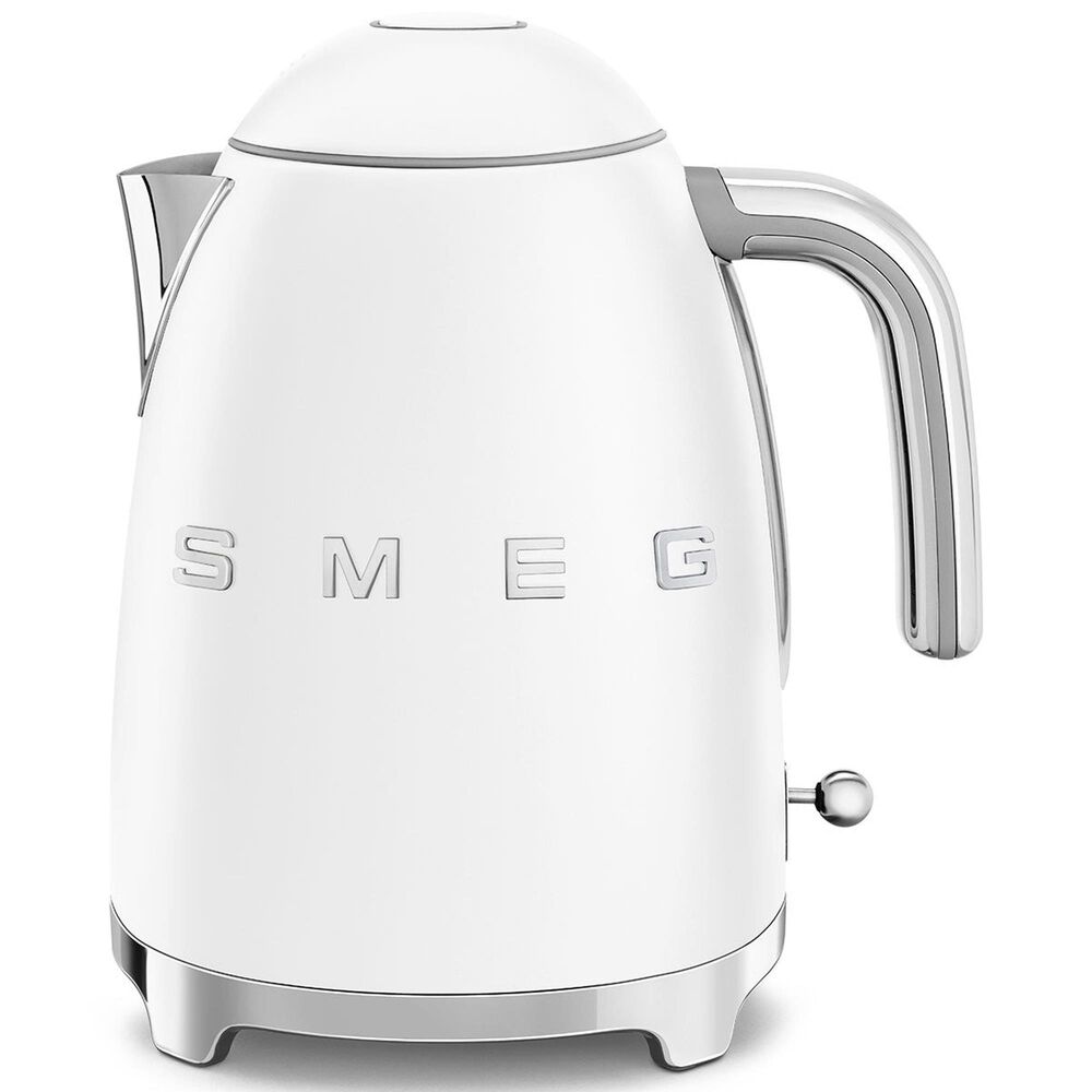 SMEG Retro Style 7-Cup Electric Kettle in Matte White and Polished Chrome, , large