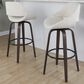 LumiSource Fabrico 30" Swivel Fixed-Height Bar Stool with Cream Noise Fabric Upholstery in Black and Glazed Walnut (Set of 2), , large