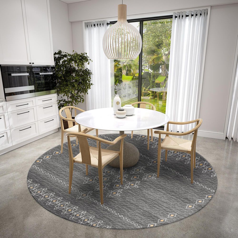 Dalyn Rug Company Sedona Southwestern 10&#39; Round Charcoal Indoor/Outdoor Area Performance Rug, , large
