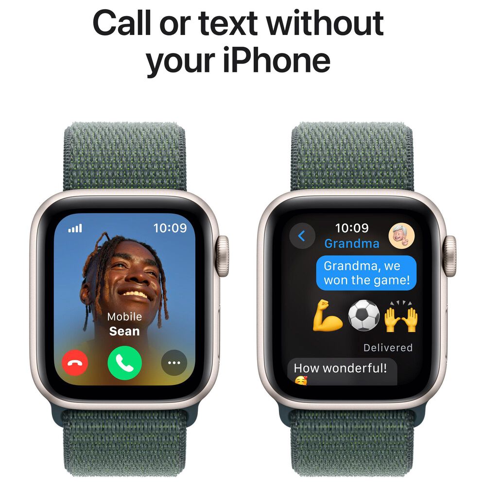 Apple Watch SE GPS + Cellular 40mm Starlight Aluminum Case with Lake Green Sport Loop, , large