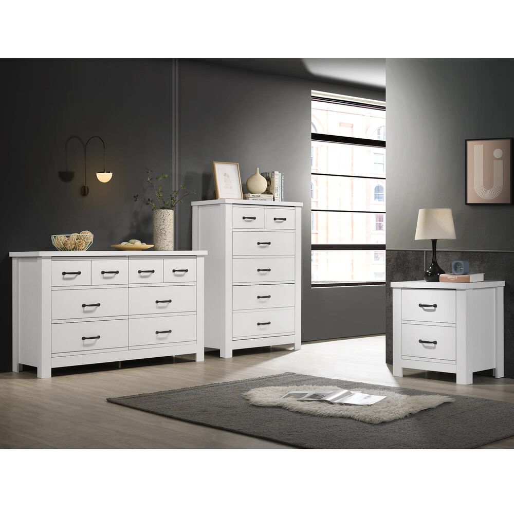 HOMLUX 3-Piece Bedroom Set with 6-Drawer Dresser, 5-Drawer Chest &amp; Nightstand in White, , large