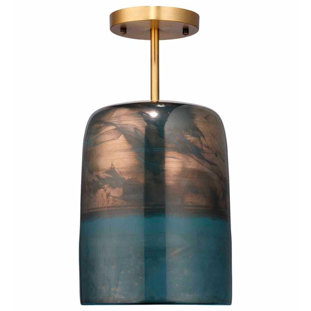 Splendor Living Vapor Semi-Flush Mount with Aqua Shade in Antique Brass, , large