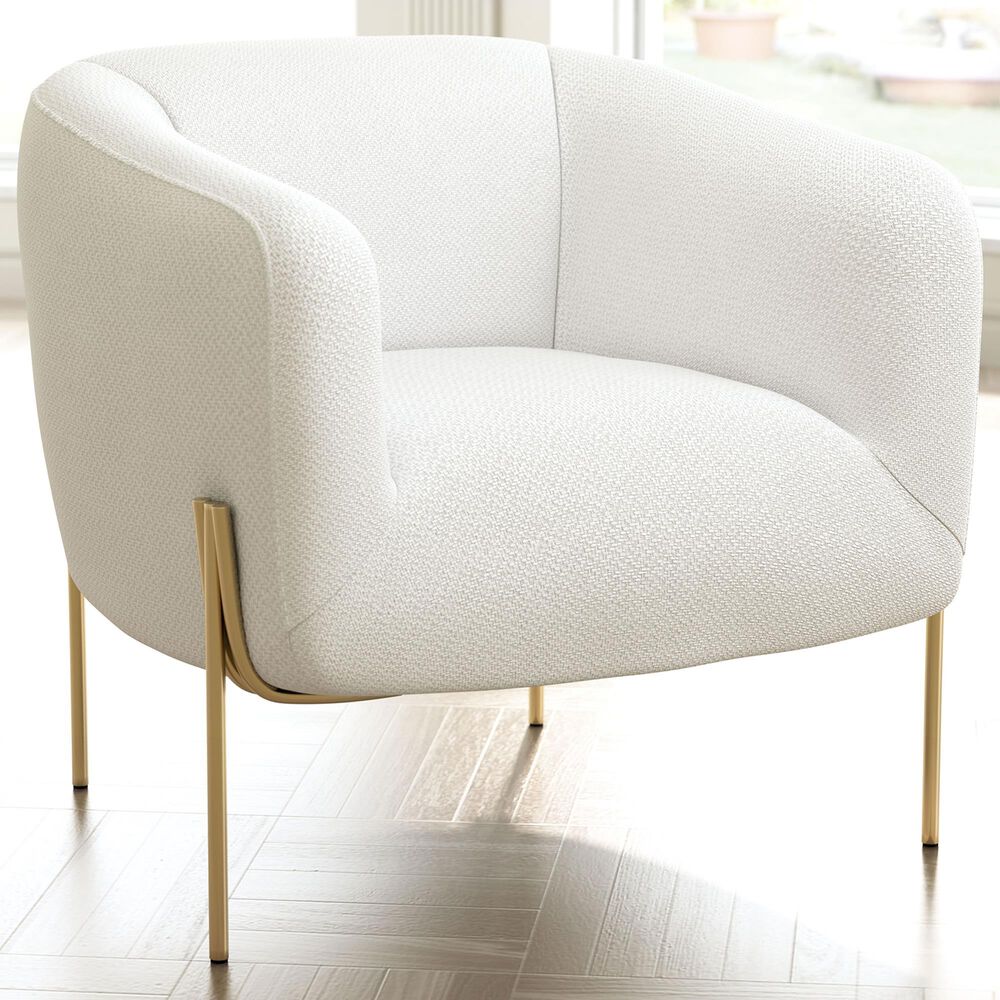 Zuo Modern Micaela Arm Chair in Ivory and Gold, , large